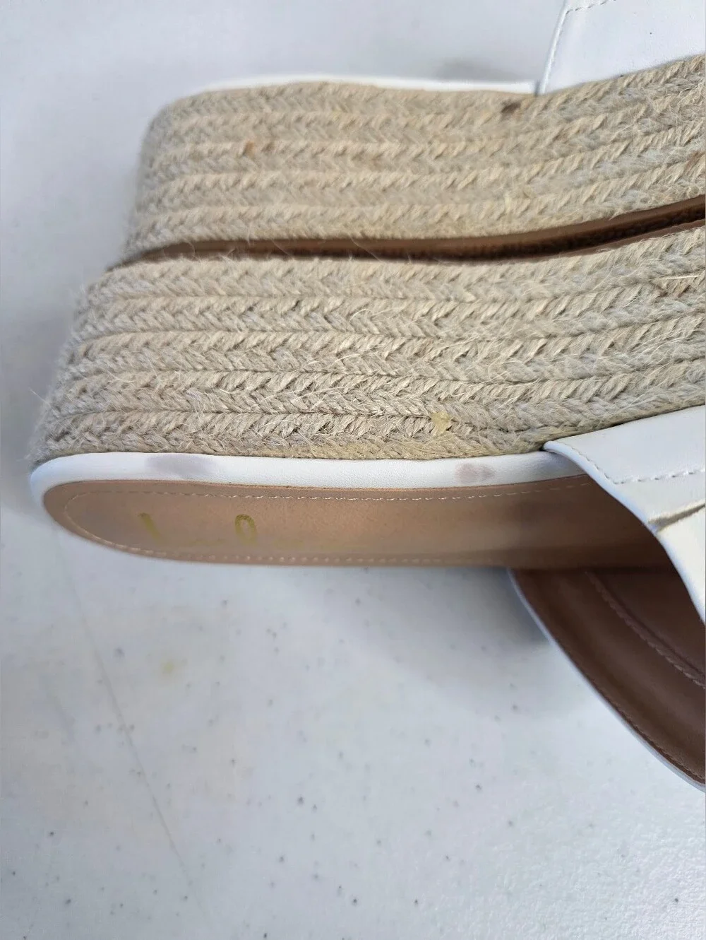 Lulus O'ahu White Espadrille Platforms Size 8 Soft Faux Leather Slides Coastal